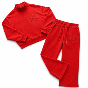 Ensemble de survêtement polaire à col zippé pour homme, pantalon de jogging, streetwear urbain, vente en gros, fournisseur de vêtements personnalisés OEM pour le marché américain - Product Image 1