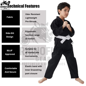 Mejor Precio al por Mayor, Kimonos de Karate y BJJ para Niños con Logotipo Personalizado, Kimono de Jiu Jitsu Brasileño Azul 100% Algodón - Product Image 5