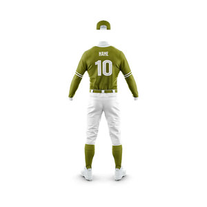 Ensemble uniforme de baseball personnalisé pour homme, maillot marron, pantalon blanc, manches longues, broderie numéro 10, toutes saisons, coupe classique - Product Image 6