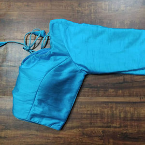 Womens Traditional Dupion Silk Padded Short Minimalist Blouse with Full Sleeves - Product Image 3