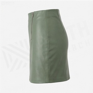 Jupe crayon mini en similicuir taille haute pour femme avec fermeture éclair sur le devant, couleur unie, style minimaliste, à porter toute l'année - Product Image 3