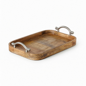 Rectangular Wood Serving Tray With Handles Gold Olive Branch Design Decorative Wooden Tray For <b>Coffee</b> <b>Table</b> Restaurant Tableware - Product Image 5