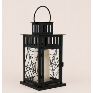 Wholesale Halloween Metal Iron <b>Lantern</b> with Spiderweb Black Candle Holder for Indoor Outdoor Home Decor And Party Supplies - Product Image 1