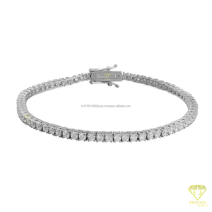 Wholesale Rose Gold & Rhodium Plated Round Cut Moissanite Tennis Bracelets with Micro <b>Paving</b> Design for Engagement Party Gifts - Product Image 5