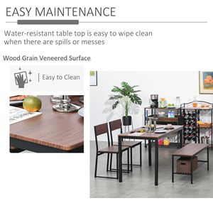 Industrial-Style 4-Piece Black Wooden Kitchen Dinette <b>Set</b> Dining Room <b>Table</b> with Storage Rack and <b>Bench</b> for Home Use - Product Image 3