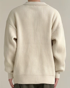 Men's Knitted Turtleneck Solid Color Long Sleeve Zipper Closure Winter Wear Polyester/Cotton Regular Sleeve - Product Image 5