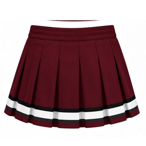 Burgundy Sublimated Cheer Panel <b>Skirt</b> <b>Pleated</b> Athletic Team Uniform Bottoms Sports Training Wear Performance Competition Apparel - Product Image 2