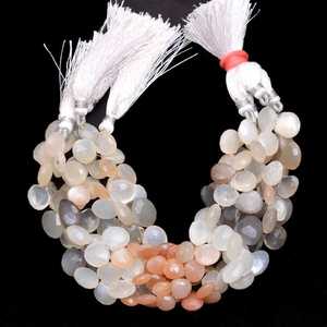 Collier de perles de pierre de lune naturelle multi-couleurs facettées en forme de cœur, 8 mm et 10 mm, certifié IGI, pour la fabrication de bijoux 2026 - Product Image 2