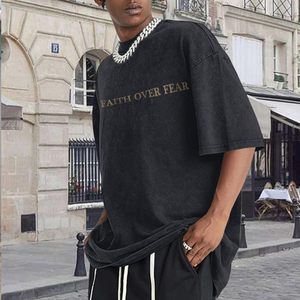 Camisetas con Efecto Ácido, Camisetas Gráficas Vintage Unisex, Camisetas Oversize de Algodón Estilo Urbano, Ropa de Verano con Estampado de Letras Positivas - Product Image 3