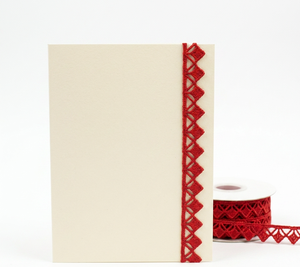 Ribete de encaje GPO de guipur rojo de lujo ecológico al por mayor, rollo de 20 metros para bordes de Kurti, adorno de cuello y manualidades de costura - Product Image 2