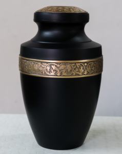 Urnes de crémation pour adultes en aluminium gravé doré peint en noir de haute qualité - Product Image 2