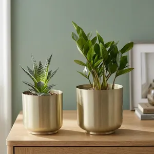 Gold Metal Flower <b>Pots</b> Indoor Outdoor Planters Modern <b>Succulent</b> Planter Set For Home Garden Desktop Planters For Garden Use - Product Image 1
