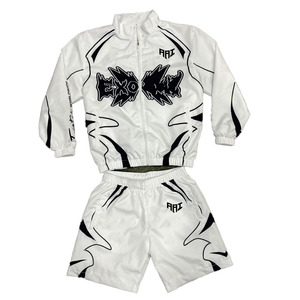<b>Trendy</b> Black Reflective Panel Track Suit Full Zip Sports Jackets & Shorts Sporty Nylon Jackets Wholesale Windbreaker <b>Hoodies</b> USA - Product Image 6