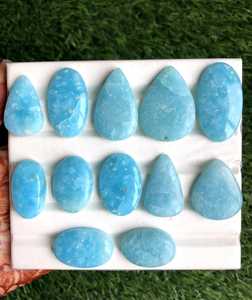 Natural Light Blue Hemimorphite Loose Gemstone Cabochon Pear Shape for Jewelry Making Made By MAHNAJ GEMS , JAIPUR RAJASTHAN . - Product Image 3
