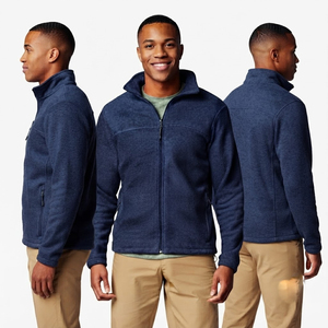 <b>Men's</b> Casual Full Zipper Polar Fleece Heavyweight Full Zip up <b>Long</b> Sleeve 100 % Cotton Fleece Hiking Winter Street Wear <b>Jacket</b> - Product Image 4