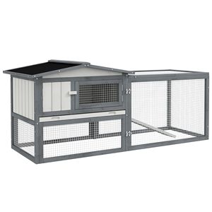 Gabbia Esterna Resistente per Conigli e Porcellini d'India, 155 cm, Spaziosa con Recinto, Mangiatoia e Tetto in Asfalto - Modello Solido Bianco - Product Image 1