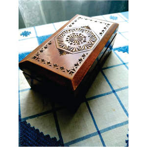 Handcrafted wood Cremation Urn for Human Ashes Adult - Large Decorative Wooden Memorial <b>Box</b> - Hand Carved Spiritual Burial - Product Image 1