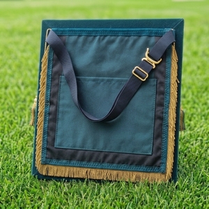 Delantal Masónico de Cuero Bordado de Lujo con Flecos Azules y Dorados, Ojo que Todo lo Ve, Compás Cuadrado, Insignia 3D Cosida Personalizada - Product Image 2