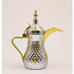 Classic Stainless Steel Arabic Dallah Coffee <b>Pot</b> Traditional Hammered Design Arabian Teapot with Gold Plating for Home Hotel - Product Image 3