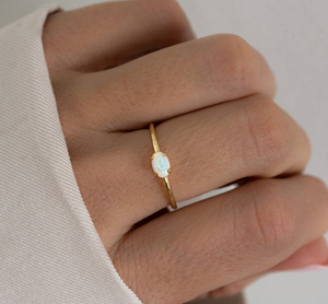Handmade Ethiopian <b>Opal</b> 6x8mm Oval 925 Silver Gold Plated Prong Setting Trendy Gemstone Minimalist <b>Ring</b> Unisex Women's Wedding - Product Image 3