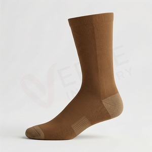 <b>Men's</b> Crew <b>Socks</b> Solid Color Knitted Regular Style Daily Wear <b>Brown</b> - Product Image 3