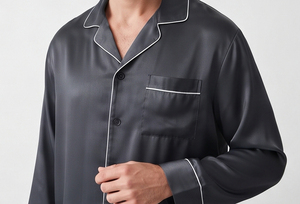 Ensemble de pyjama 100% soie pour homme, pyjama en satin décontracté à manches longues, pyjama d'hiver à jambes larges, col rabattu boutonné, pyjama pour homme - Product Image 4