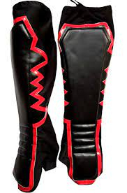 Al por mayor: Protectores de espiga negros y rojos para lucha, artes marciales, kick boxing, taekwondo y MMA, con protección de espuma para espinilla y empeine - Product Image 2