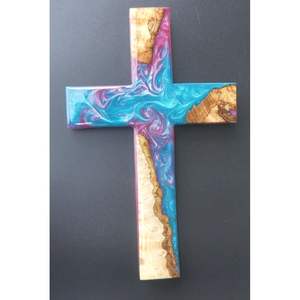 Croix en bois et résine pour l'autel de la maison, prière, plaque élégante pour la réflexion spirituelle et la méditation - Product Image 6