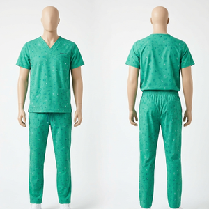Unisex Scrub Printed Set Premium 180 GSM Polyester Dobby Fabric Needle Detection Seamless Fusing <b>Purple</b> Hospital Use Custom - Product Image 1