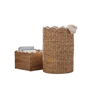 Cesta Cuadrada Plegable de Jacinto de Agua Tejido con Borde Ondulado, Contenedor Decorativo para Almacenamiento, Caja de Juguetes para Guardería Infantil - Product Image 4