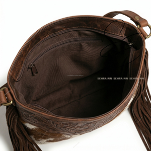 Bolso Bandolera de Cuero Genuino con Flecos Hechos a Mano, Estilo Vintage, Bolso de Hombro Bohemio para Mujer, Estilo Vaquero Occidental - Product Image 6