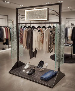 Modern Freestanding Metal Garment <b>Rack</b> With LED Lighting Powder Coated Finish For Indoor Apparel Display - Product Image 5