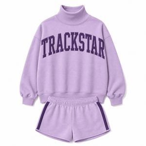 ชุดเซ็ตเสื้อแขนยาวและกางเกงขาสั้นลายโลโก้ Trackstar สำหรับผู้หญิง รุ่น TS-SET-078 - Product Image 1