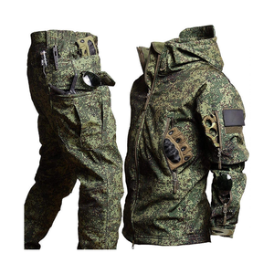 Men's Camouflage Hunting Suit Full Sleeve Zipper Multi-Pockets Waterproof Soft <b>Shell</b> Autumn Wear - Product Image 2