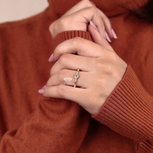 14K Gold Round Cut Diamond Ring <b>Cluster</b> Minimal Design Engagement Ring Wholesale Custom Jewelry Manufacturer Bridal Ring for Her - Product Image 5