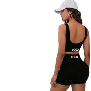 Short de course sans couture de haute qualité pour femmes ensemble de Yoga et tenues d'entraînement Scrunch bout à bout sport motif solide grande taille vêtements de Fitness - Product Image 1