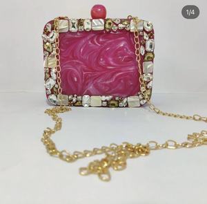 Pure Resin <b>Red</b> Model Ladies <b>Clutch</b> Eco-Friendly Customizable Wedding Parties Women Fashion Accessories Handmade Colourful Purse - Product Image 5