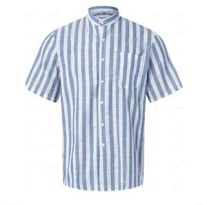 Camisa de algodón informal de verano para hombre, diseño OEM 2026, novedad, camisa de negocios popular con solapa a rayas y manga corta - Product Image 4
