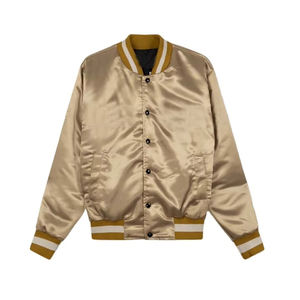 Chaqueta de Béisbol de Satén Delgada y Elegante con Cuello Alto y Logotipo Frontal, Ecológica, para Hombre, Estilo Universitario, para Invierno - Product Image 1