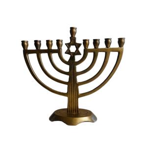 Menorá Vintage de 9 Brazos Estilo Estrella Judía, de Alta Calidad, Suministros de Jerusalén para Hanukkah, Decoración de Mesa para Halloween y Bodas, Portavelas - Product Image 1