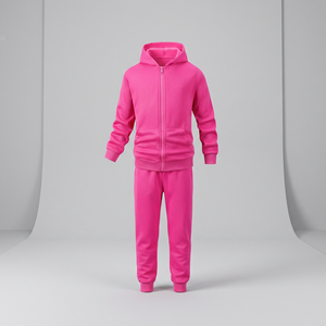 Ensemble sweat-shirt et pantalon pour filles, 2 pièces, couleur unie, manches longues, confortable, tenue de sport pour enfants, fabriqué au Bangladesh. - Product Image 4