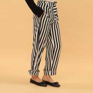 Blkwht กางเกงผ้าไหมผู้หญิง, PL5030จับพิมพ์ลายดิจิตอลเข็มขัดในตัว - Product Image 1