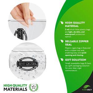 4X8 packs de sacs à cigares en plastique transparent fin 100 petits sacs à fermeture éclair refermables inviolables sacs en poly de 2 mil d'épaisseur pour la sécurité - Product Image 3