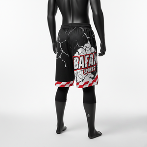 Premium Men Mesh Shorts 140 GSM Breathable Polyester Fabric Black Red <b>White</b> <b>Panel</b> Design Custom Logo Workout Mesh men's shorts - Product Image 5
