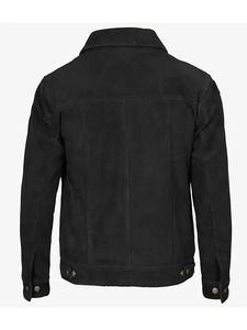 <b>Mens</b> Black <b>Suede</b> Trucker <b>Jacket</b> - Product Image 2