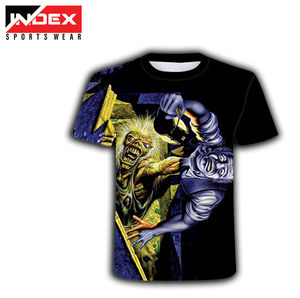 Camiseta de Manga Corta para Hombre INDEX, Cuello Redondo, Corte Regular, Estampado de Calavera en Llamas, Estilo Urbano, Deportiva, Transpirable, de Poliéster - Product Image 3