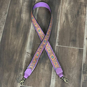 Wholesale Customized Tooled Floral Leather Crossbody Shoulder Strap Stylish <b>Camera</b> <b>Bag</b> & Handbag Adjustable Purple Pet Strap - Product Image 4