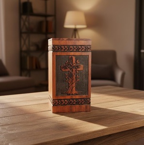 Wooden Urn <b>for</b> Human Ashes – Christian Cross Cremation Urn, Handcrafted Rosewood <b>Memorial</b> Ocean Heart Resin Wooden Cremation Urn - Product Image 2