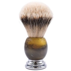 Brocha de Afeitar Redonda Hecha a Mano con Cuerno de Búfalo Ecológico de ILAHI con Mango de Cuerno y Pelo Natural, de Uttar Pradesh, para Personalización de Halloween - Product Image 6