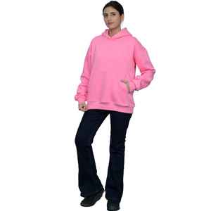 Sudaderas con Capucha y Sudaderas de Felpa de Algodón Teñido Liso de Primera Calidad, Color Rosa Salmón, Estilo Urbano - Product Image 3